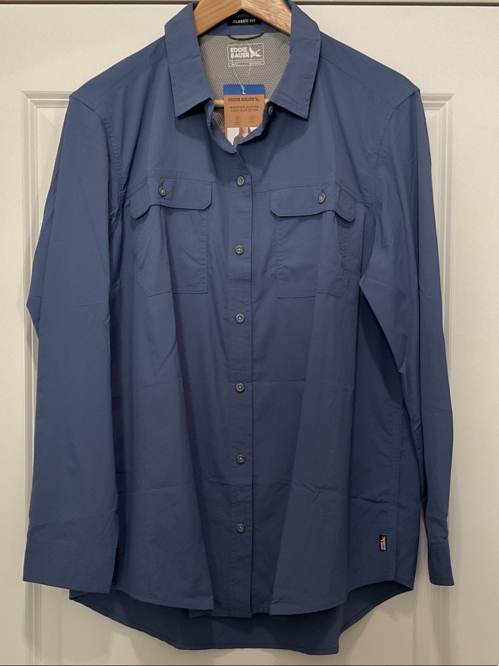 Eddie Bauer Women's Long Sleeve Button-Up Shirt in Slate Blue